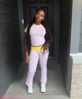 Embroied  Pink and Yellow Set