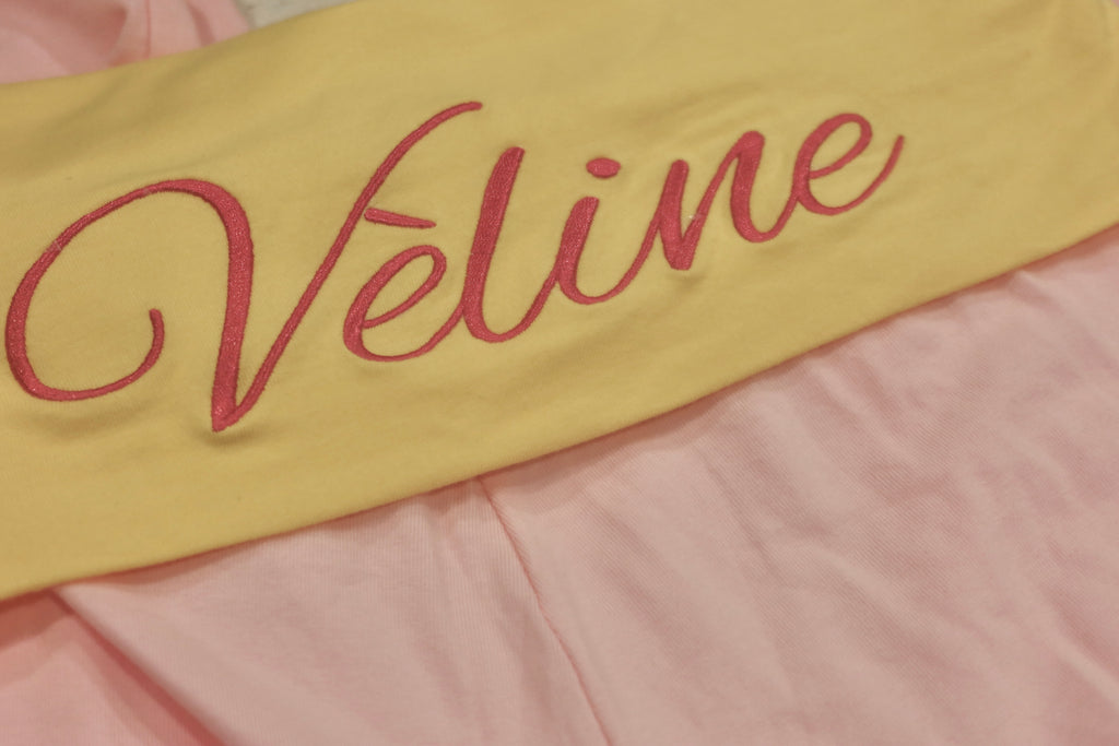 Embroied  Pink and Yellow Set